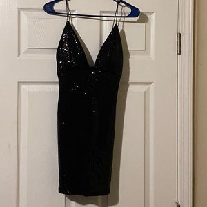 Black sequin mini dress never worn!! new with tags